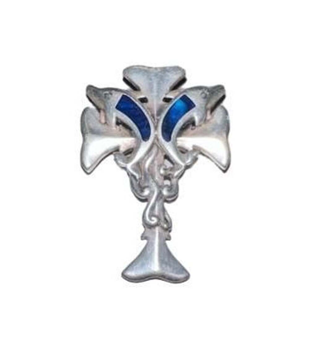 Vintage 925 Sterling Silver Mariner Dolphin Cross Pendant Art Nouveau